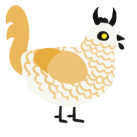 A white and honey chicken with a lace pattern