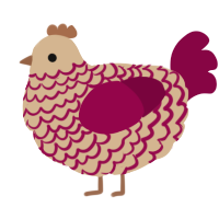 A beige and maroon chicken with a lace pattern