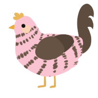 Humble Honey, a rose and bark chicken with a bar pattern