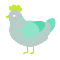 A silver and mint chicken with a speckle pattern