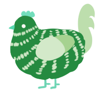A viridian and gluppy chicken with a bar pattern