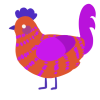 A vermilion and amethyst chicken with a bar pattern