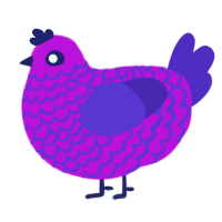 Dreamland, a amethyst and indigo chicken with a lace pattern