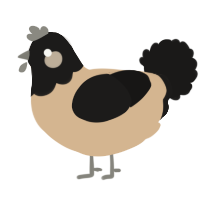 A beige and sable chicken with a head pattern