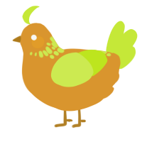A orange and lime chicken with a neck-speckle pattern