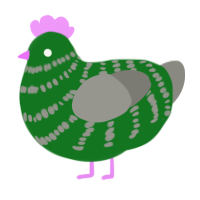 A leaf and ash chicken with a bar pattern