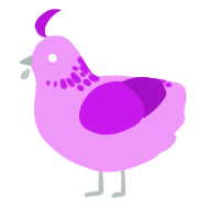 A lavender and amethyst chicken with a neck-speckle pattern
