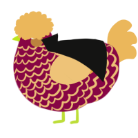 A maroon and honey chicken with a lace pattern