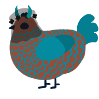 A russet and sea chicken with a lace pattern