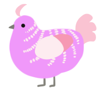 A lavender and rose chicken with a half-bar pattern