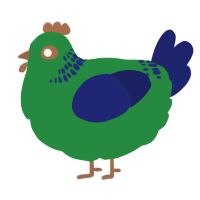 A viridian and navy chicken with a neck-band pattern