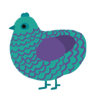A turquoise and overcast chicken with a lace pattern