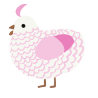 A white and pink chicken with a lace pattern
