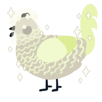 A silver and apple chicken with a lace pattern