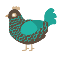 A bark and turquoise chicken with a lace pattern