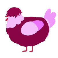 A maroon and lavender chicken with a head pattern
