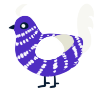 A indigo and white chicken with a bar pattern