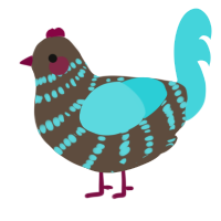 A bark and aqua chicken with a bar pattern