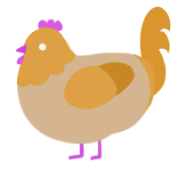 Tumeric, a beige and orange chicken with a head pattern