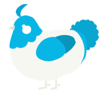 A white and cerulean chicken with a head pattern