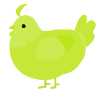 A lime chicken with a head pattern