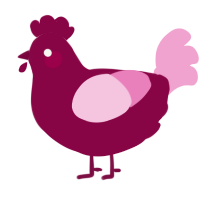 A maroon and pink chicken