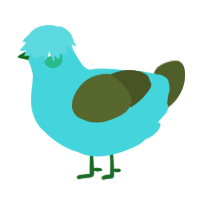 A aqua and olive chicken
