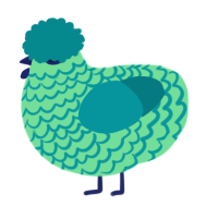 A spring and teal chicken with a lace pattern
