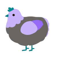 A grey and lilac chicken with a head pattern