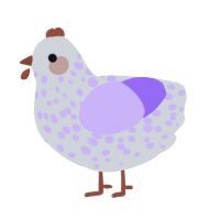 Lavender, a mist and lilac chicken with a speckle pattern