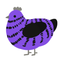 Its not a phase mom, a blurple and black chicken with a bar pattern