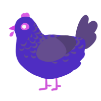 Midnight, a indigo and overcast chicken with a half-lace pattern