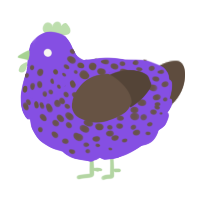 A blurple and bark chicken with a speckle pattern