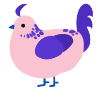 Polyfog, a rose and indigo chicken with a neck-speckle pattern