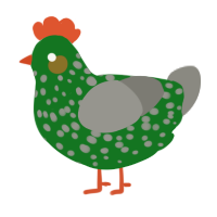 A leaf and ash chicken with a speckle pattern