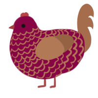 Rouge, a maroon and brown chicken with a lace pattern