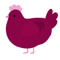A maroon chicken with a lace pattern
