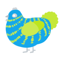 A sky and lime chicken with a bar pattern