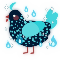 A tumblr and aqua chicken with a speckle pattern