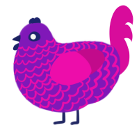 A violet and fuchsia chicken with a lace pattern