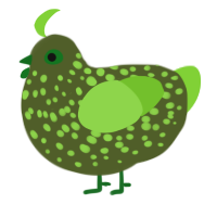 A olive and grass chicken with a speckle pattern