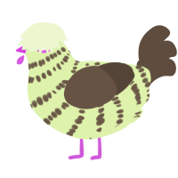 A apple and bark chicken with a bar pattern