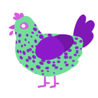A spring and violet chicken with a speckle pattern