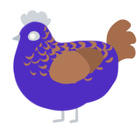 A indigo and brown chicken with a half-lace pattern