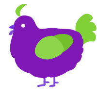 A violet and grass chicken