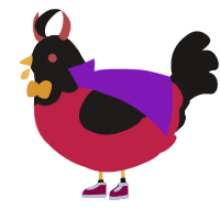 Celeuxe, a crimson and sable chicken with a head pattern