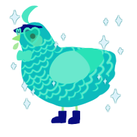 A teal and mint chicken with a lace pattern