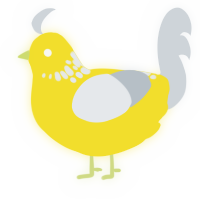 A yellow and mist chicken with a neck-speckle pattern