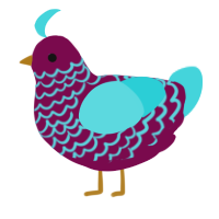 Friend of the Night, a wine and aqua chicken with a lace pattern