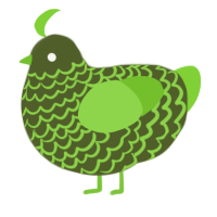 A olive and grass chicken with a lace pattern